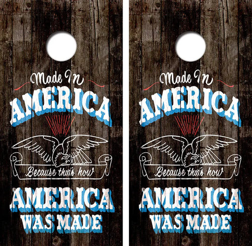 Made in America Cornhole Wood Board Skin Wraps FREE LAMINATE Ripper Graphics