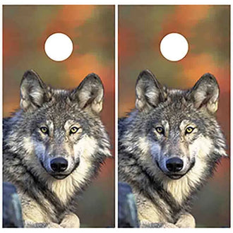 Majestic Wolf Animal Cornhole Game Boards Decals Wraps Cornhole Board Wraps and Decals Cornhole Skins Stickers Laminated Cornhole Wraps KT Cornhole