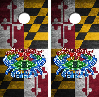 Maryland Blue Crab Cornhole Wrap Decal with Free Laminate Included Ripper Graphics