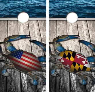 Maryland Crab Flags Cornhole Wrap Decal with Free Laminate Included Ripper Graphics