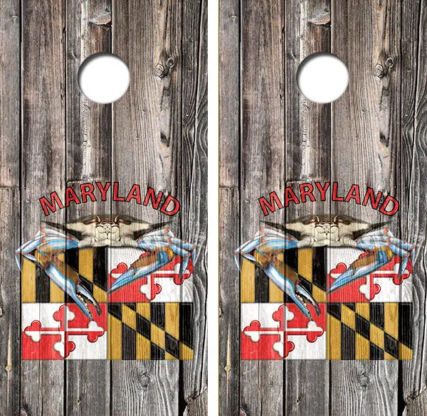 Maryland Theme Cornhole Wood Board Skin Wraps FREE LAMINATE Ripper Graphics