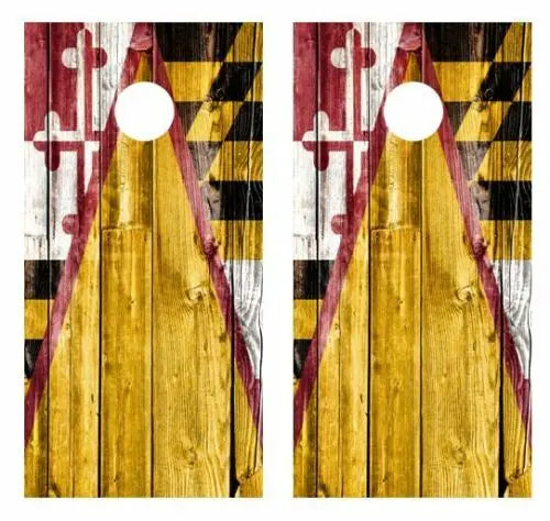 Maryland Themed Barnwood Cornhole Wood Board Skin Wrap Ripper Graphics