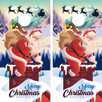 Merry Christmas Santa Cornhole Vinyl Wraps & Cornhole Boards (2 Pack) FH2038 KT Cornhole