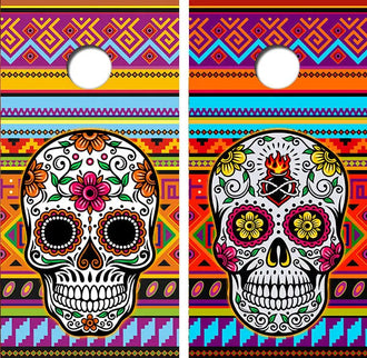 Mexican Skull Candy Cornhole Wrap Decal with Free Laminate Included Ripper Graphics
