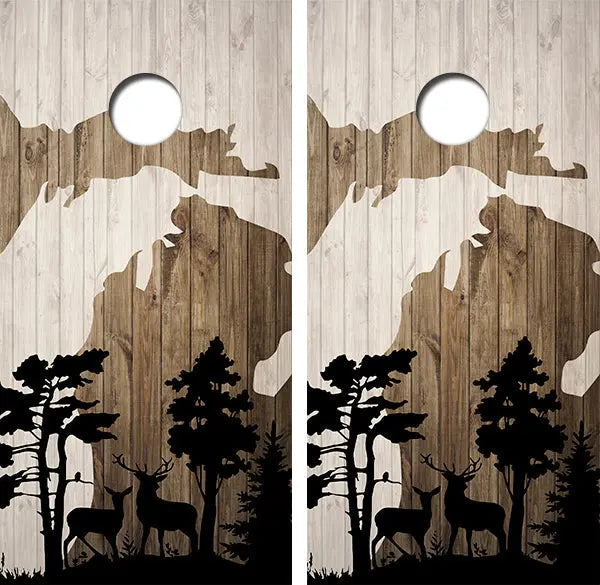 Michigan Deer Hunting Cornhole Wood Board Skin Wrap Ripper Graphics