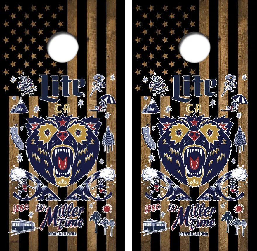 Miller Lite California Cornhole Wrap Decal with Free Laminate Included Ripper Graphics