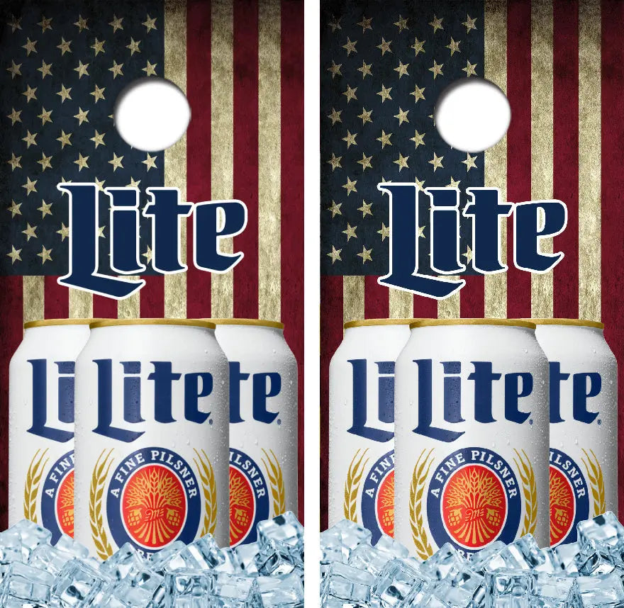 Miller Lite On Ice Cornhole Wrap Decal with Free Laminate Included Ripper Graphics
