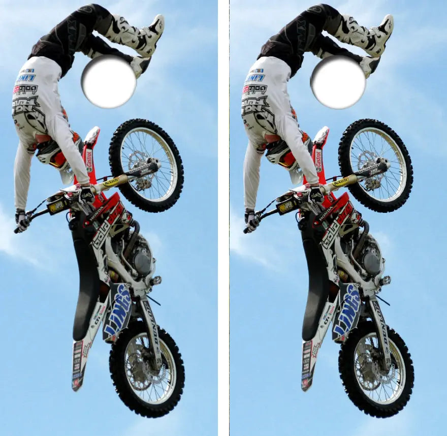 Motocross Stunt Guy Cornhole Wrap Decal with Free Laminate Included Ripper Graphics