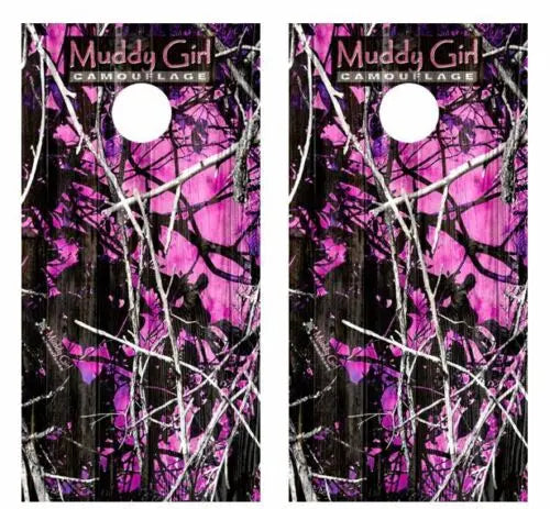 Muddy Girl Camo Barnwood Cornhole Wood Board Skin Wrap Ripper Graphics