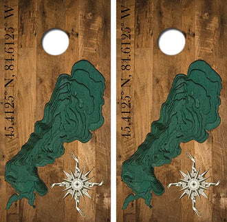 Mullett Lake Cornhole Wood Board Skin Wraps FREE LAMINATE Ripper Graphics