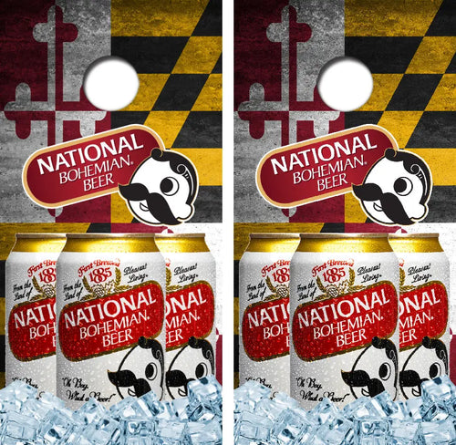 National Bohemian On Ice Cornhole Wrap Decal with Free Laminate Included Ripper Graphics