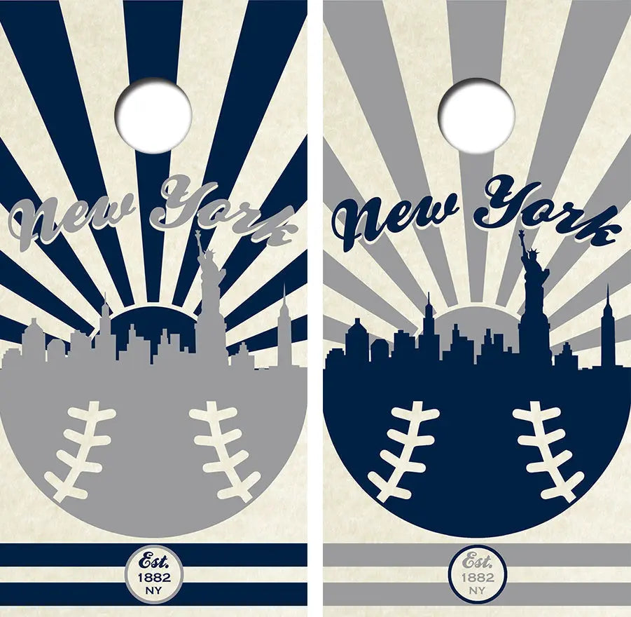 New York Baseball Cornhole Wood Board Skin Wraps FREE LAMINATE Ripper Graphics