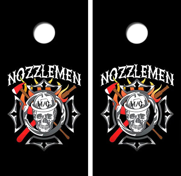 Nozzlemen Fire FIghters Cornhole Wood Board Skin Wrap Ripper Graphics