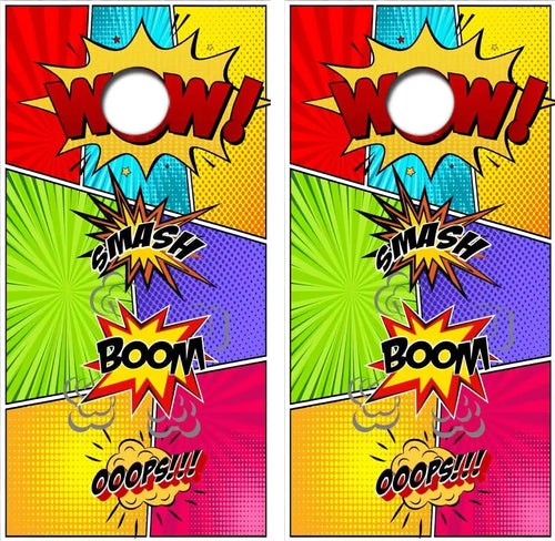 OOPS BOOM SMASH WOW Cornhole Wrap Decal with Free Laminate Included Ripper Graphics