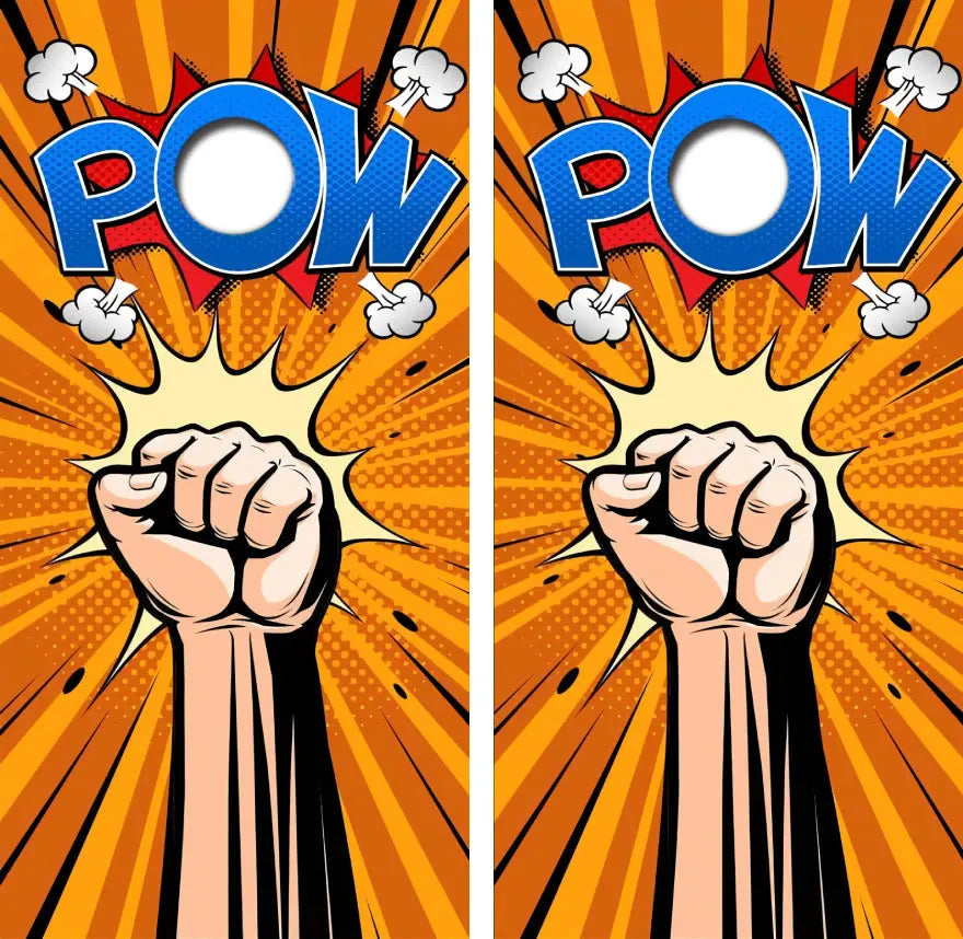 POW Fist Pointing Cornhole Wrap Decal with Free Laminate Included Ripper Graphics