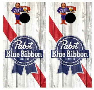 Pabst Blue Ribbon Barnwood Cornhole Wood Board Skin Wraps Ripper Graphics