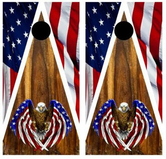 Patriotic Eagle American Flag Cornhole Wood Board Skin Wraps FREE LAMINAT Ripper Graphics