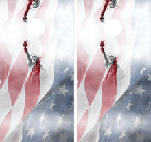 Load image into Gallery viewer, &quot;Patriotic Statue of Liberty Cornhole Wraps &amp; Cornhole Boards (2 Pack) S4004 KT Cornhole &quot;
