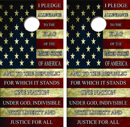 Pledge Of Allegiance Flag Cornhole Wrap Decal with Free Laminate Included Ripper Graphics