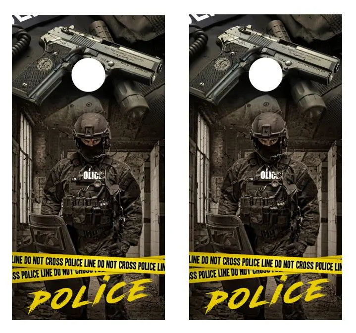 Police Cornhole Wood Board Skin Wraps FREE LAMINATE Ripper Graphics