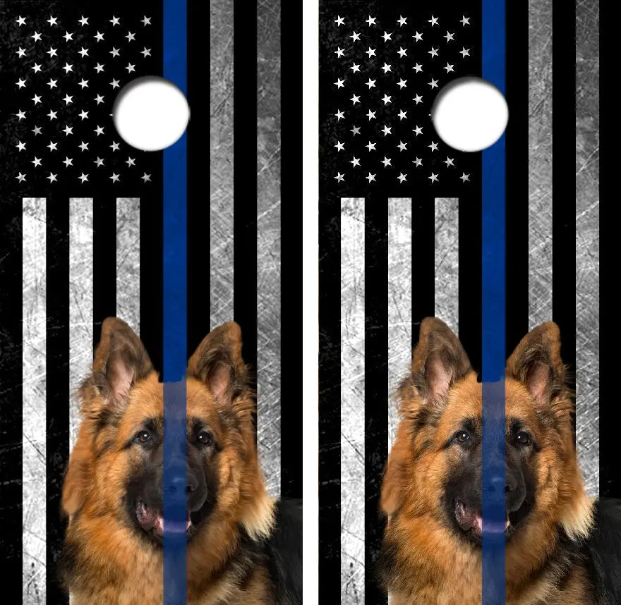 Police K-9 German Sheppard Cornhole Wrap Decal with Free Laminate Included Ripper Graphics