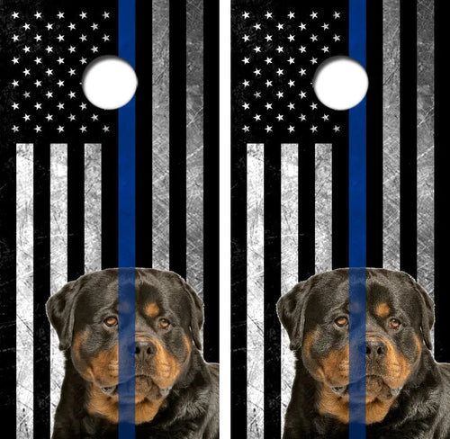 Police K-9 Rottweiler Cornhole Wrap Decal with Free Laminate Included Ripper Graphics
