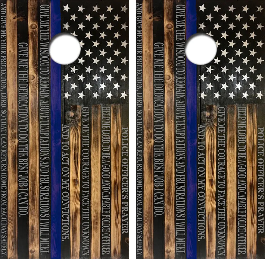 Police Officer Prayer Cornhole Wrap Decal with Free Laminate Included Ripper Graphics