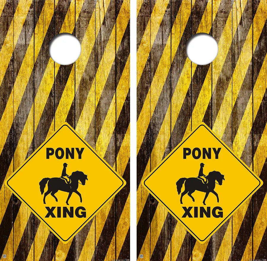 Pony Crossing Cornhole Board Skin Wraps FREE LAMINATE Ripper Graphics