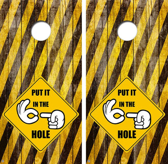 Put it in the hole Cornhole Board Skin Wraps FREE LAMINATE Ripper Graphics