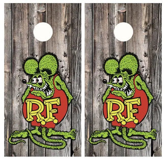 Rat Fink Barnwood Cornhole Wood Board Skin Wrap Ripper Graphics