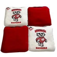 Load image into Gallery viewer, Red/White Wisconsin Badger Cornhole Bags Two-Sided Pro-Level Regulation - Officially Licensed KT Cornhole Wraps and Boards

