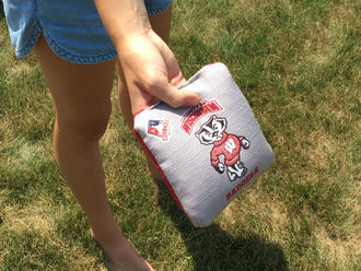 Red/White Wisconsin Badger Cornhole Bags Two-Sided Pro-Level Regulation - Officially Licensed KT Cornhole Wraps and Boards