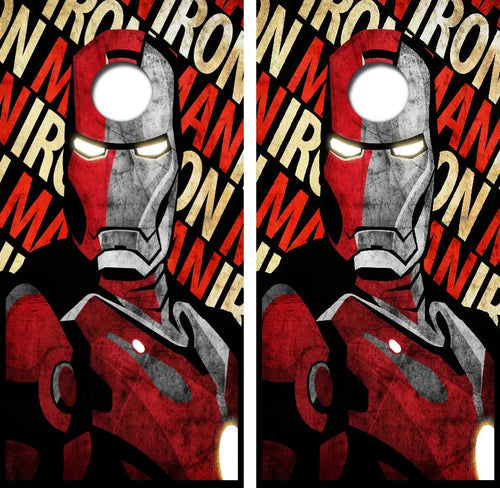 Retro Ironman Cornhole Wrap Decal with Free Laminate Included Ripper Graphics