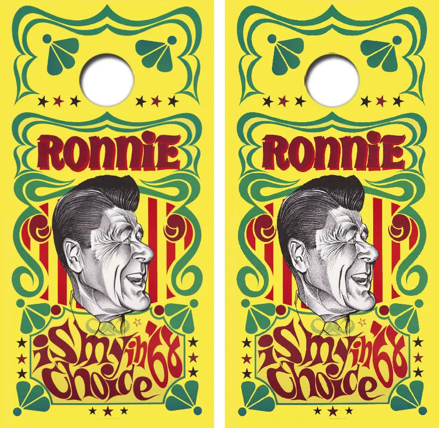 Ronnie Is My Choice in '68 Political Poster Cornhole Wrap Decal with Free Laminate Included Ripper Graphics