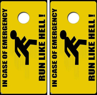 Run Like Hell Cornhole Wood Board Skin Wrap Ripper Graphics