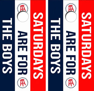 Saturdays Are For the Boys Cornhole Wood Board Skin Wrap Ripper Graphics