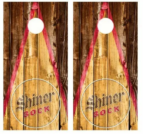 Shiner Bock Beer Rustic Barnwood Cornhole Wood Board Skin Wraps Ripper Graphics
