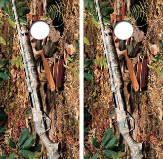 Shotgun Display Hunting theme Cornhole Wrap Decal with Free Laminate Included Ripper Graphics