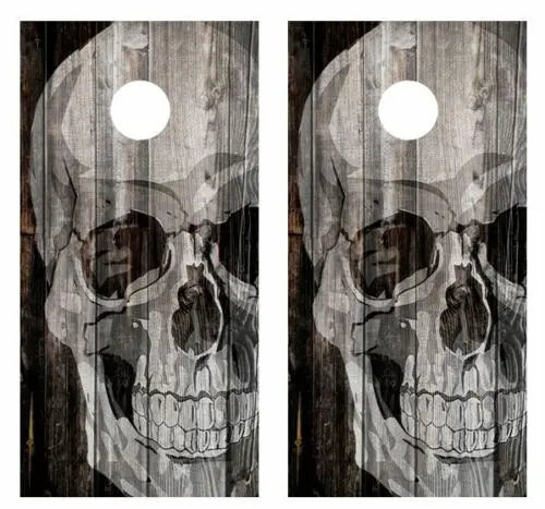 Skull Barnwood Cornhole Wood Board Skin Wrap Ripper Graphics
