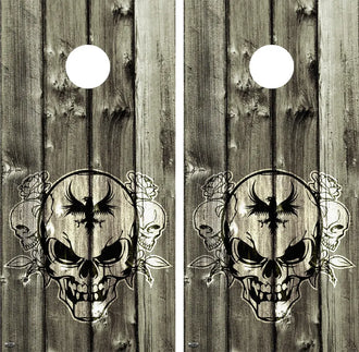 Skull Vintage Cornhole Board Skin Wrap FREE LAMINATE Ripper Graphics