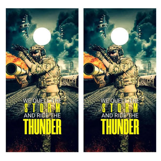 Soldier in Battle Cornhole Vinyl Wraps & Cornhole Boards (2 Pack) FH1002 KT Cornhole