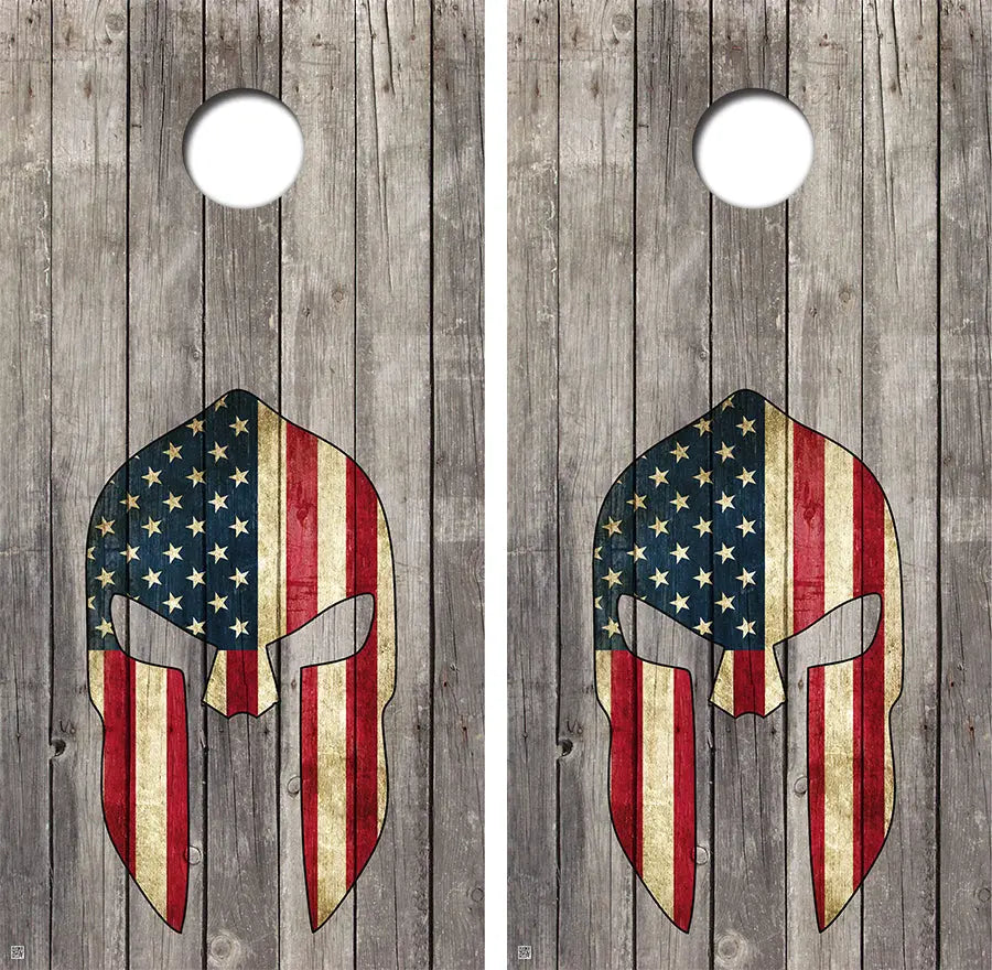 Spartan American Flag Cornhole Wrap FREE LAMINATE Ripper Graphics