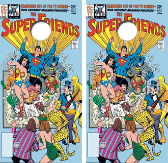 Super Friends Comic Book Cover Cornhole Wrap Decal with Free Laminate Included Ripper Graphics