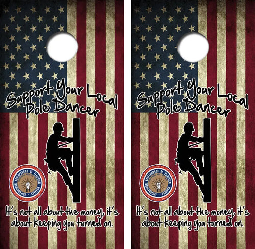 Support Your Local Pole Dancer Cornhole Wrap Decal with Free Laminate Included Ripper Graphics