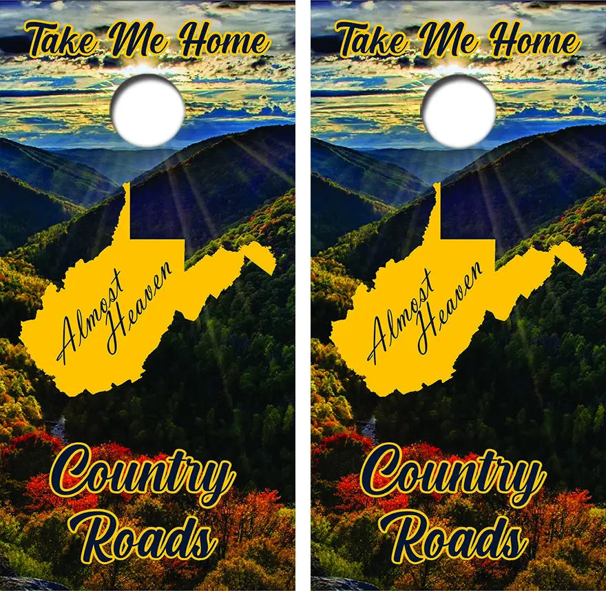 Take Me Home West Virginia Cornhole Wrap Decal with Free Laminate Included Ripper Graphics