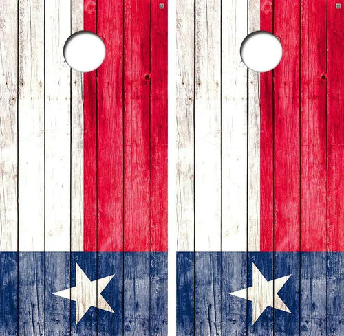 Texas Flag Barnwood Cornhole Wood Board Skin Wrap Ripper Graphics