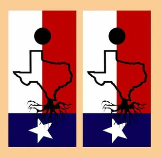 Texas Roots Flag Cornhole Wood Board Skin Wrap Ripper Graphics