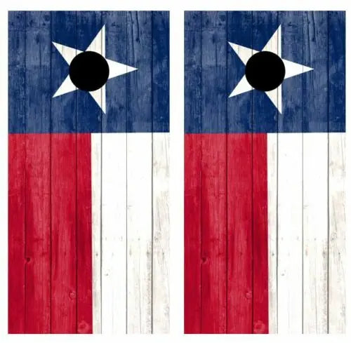 Texas State Flag Rustic Barnwood Cornhole Wood Board Skin Wraps FREE L Ripper Graphics