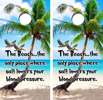 The Beach Lowers Blood Pressure Cornhole Wrap Decal with Free Laminate Included Ripper Graphics