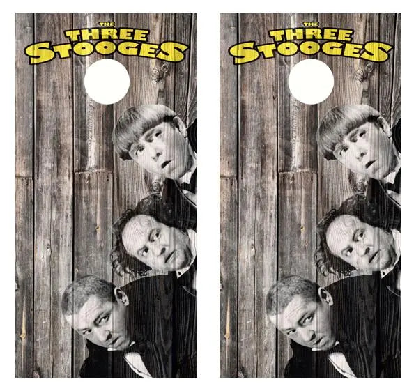 The Three Stooges Barnwood Cornhole Wood Board Skin Wrap Ripper Graphics